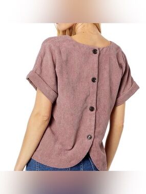 Madewell Renata Button-Back Ribbed Top - Mauve Pink